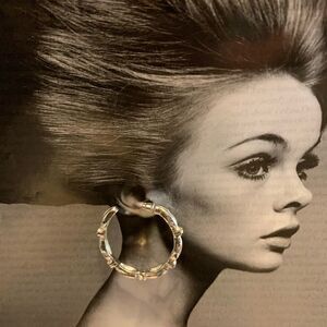 Silver and Rhinestone Hoop Earrings